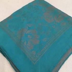 Silky Polyester Square Scarf Turquoise and Gray